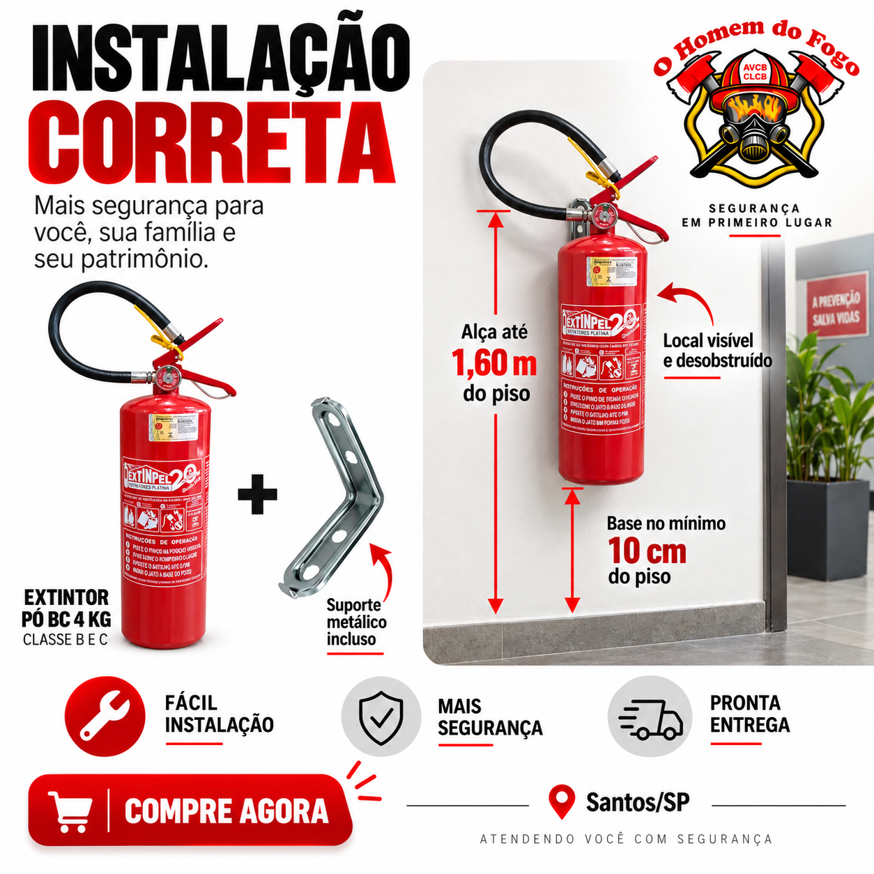 extintor de pó BC 4 kg CLCB